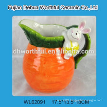 Ceramic milk jug with rabbit figurine